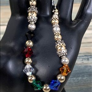 ⭐️Silver Gold Multicolored Crystal beaded Bracelet